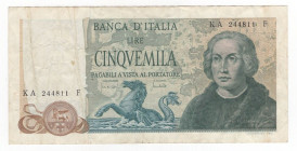 Repubblica - 5.000 Lire 20/05/1971 - Cristoforo Colombo II° tipo - Crapanzano# 533 

BB+