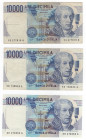 Repubblica - lotto di 3 banconote da 10.000 Lire - Volta - serie XK, XH, XG - 1984

qSPL