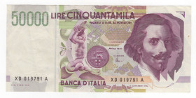Repubblica - 50.000 Lire Bernini 1992 - serie XD - II° tipo - Crapanzano# 609

FDS