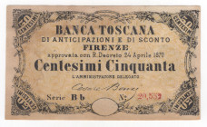 Banca Toscana - 50 Centesimi 1870 - La carta monetata in Italia - Gamberini - 1969 - Vol. II Pag. 372 - Nº 635

SPL