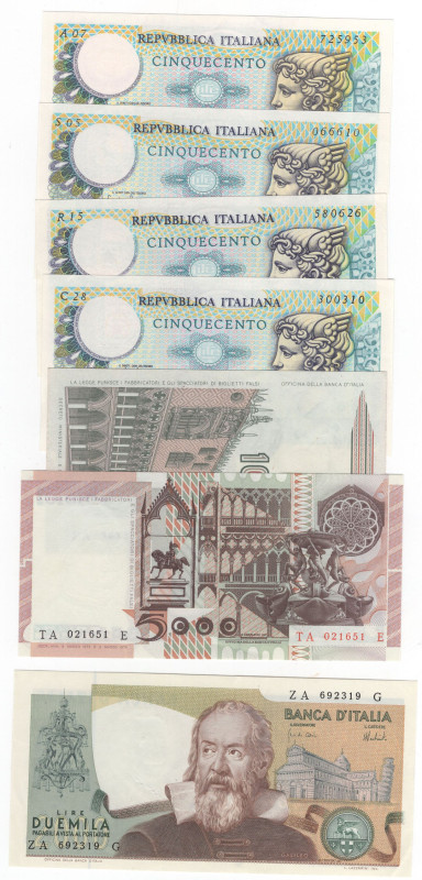 Repubblica - lotto 7 banconote - anni e tagli vari

SPL+
