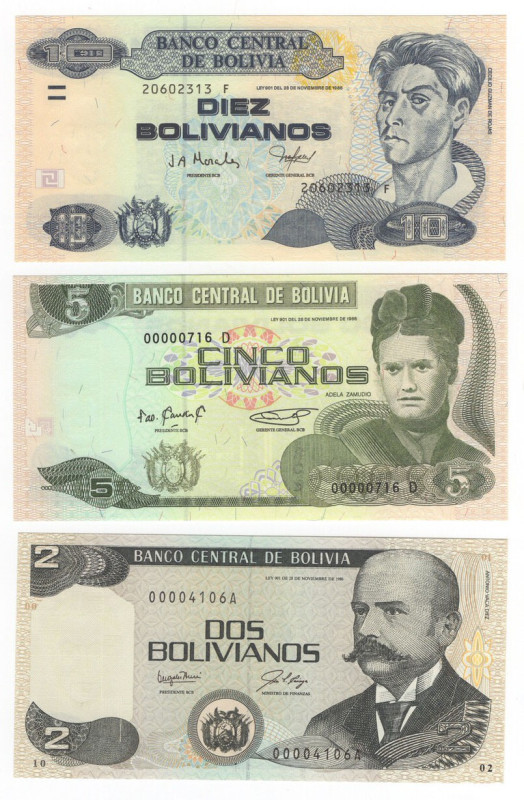 Bolivia - lotto di 3 banconote

FDS