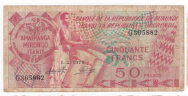 Burundi - 50 Franchi 1970 - P# 22b

BB+