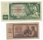 Cecoslovacchia - lotto di 2 banconote

MB-BB