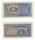 Cina - Farmers Bank of China - lotto di 2 banconote: 10 Cents e 20 Cents

FDS
