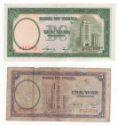 Cina - Bank of China - lotto di 2 banconote: 5 Yuan (MB) e 10 Yuan (FDS) 1937