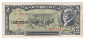 Cuba - 5 Pesos 1960 - P# 91c

qFDS