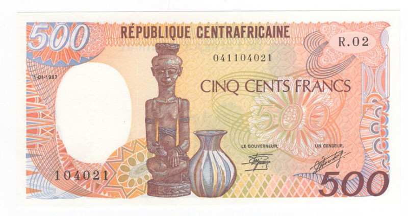 Rep. Centafricana - 500 francs 1987 - P# 14c

FDS