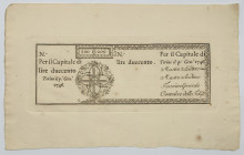 Regno di Sardegna - foglio con stampa di Biglietto da 200 lire del 01.01.1746 non emesso

FDS