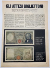 Repubblica Italiana (dal 1946) - Pagina di rivista riguardante l'imminente emissione dei biglietti da 50.000 e 100.000 lire 1967