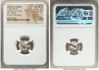 ATTICA. Athens. Ca. 450-404 BC. AR drachm (16mm, 4.25 gm, 9h). NGC Choice VF 3/5 - 3/5. Head of Athena right, wearing crested Attic helmet ornamented ...