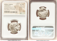 ATTICA. Athens. Ca. 440-404 BC. AR tetradrachm (25mm, 17.18 gm, 7h. NGC Choice AU 4/5 - 3/5. Mid-mass coinage issue. Head of Athena right, wearing ear...