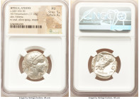 ATTICA. Athens. Ca. 440-404 BC. AR tetradrachm (24mm, 17.18 gm, 12h). NGC AU 5/5 - 4/5. Mid-mass coinage issue. Head of Athena right, wearing earring,...