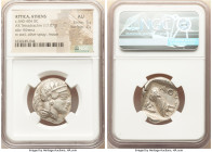 ATTICA. Athens. Ca. 440-404 BC. AR tetradrachm (26mm, 17.07 gm, 10h). NGC AU 5/5 - 2/5. Mid-mass coinage issue. Head of Athena right, wearing earring,...