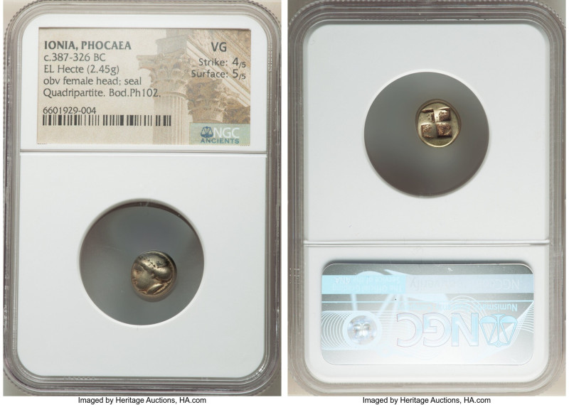 IONIA. Phocaea. Ca. 387-326 BC. EL sixth-stater or hecte (10mm, 2.45 gm). NGC VG...