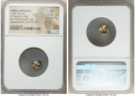 IONIA. Phocaea. Ca. 387-326 BC. EL sixth-stater or hecte (10mm, 2.45 gm). NGC VG 4/5 - 5/5. Laureate female head left, hair in saccos; seal right belo...