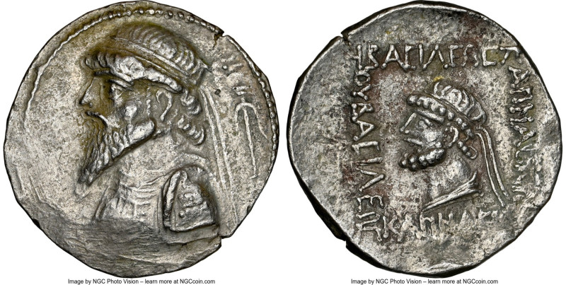 ELYMAIS KINGDOM. Kamnaskires V (ca. 54-32 BC). AR tetradrachm (28mm, 12h.). NGC ...