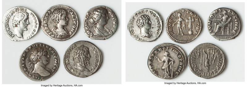 ANCIENT LOTS. Roman Imperial. Lot of five (5) AR denarii. VF-XF. Includes: Five ...