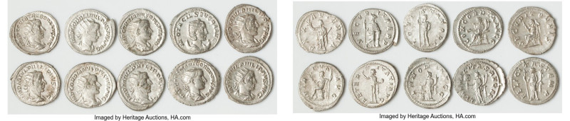 ANCIENT LOTS. Roman Imperial. Lot of ten (10) AR antoniniani. VG-Choice Fine. In...