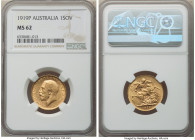 George V gold Sovereign 1919-P MS62 NGC, Perth mint, KM29, S-4008. 

HID09801242017

© 2022 Heritage Auctions | All Rights Reserved