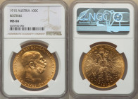 Franz Joseph I gold Restrike 100 Corona 1915 MS66 NGC, Vienna mint, KM2819, Fr-507R. 

HID09801242017

© 2022 Heritage Auctions | All Rights Reserved