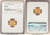 Republic gold 2 Pesos 1915 MS62 NGC, Philadelphia mint, KM17, Fr-6. 

HID09801242017

© 2022 Heritage Auctions | All Rights Reserved
