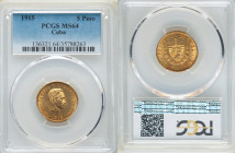 Republic gold 5 Pesos 1915 MS64 PCGS, Philadelphia mint, KM19, Fr-4. 

HID09801242017

© 2022 Heritage Auctions | All Rights Reserved