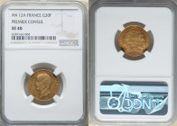 Napoleon gold 20 Francs L'An 12 (1803/1804)-A XF40 NGC, Paris mint, KM651. Napoleon as Premier Consul of the Republic. 

HID09801242017

© 2022 Herita...