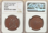 Louis Philippe I bronze "Kings of France - Charles V (1338-1380) Medal ND (1830-1848) MS66 Brown NGC, Paris mint. Edge: Hand. By Caque. Crowned bust l...