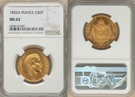 Napoleon III gold 50 Francs 1856-A MS63 NGC, Paris mint, KM785.1, Fr-569. 

HID09801242017

© 2022 Heritage Auctions | All Rights Reserved