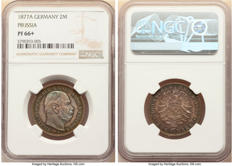 Prussia. Wilhelm I Proof 2 Mark 1877-A PR66+ NGC, Berlin mint, KM506, J-96. Scar...