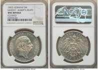 Saxony. Georg 5 Mark 1902-E UNC Details (Cleaned) NGC, Muldenhutten mint, KM1256, J-128. Death of Albert commemorative. 

HID09801242017

© 2022 Herit...