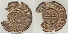 Kings of Wessex. Aethelwulf (839-858) Penny ND (843-848) VF (Fragmented), Canterbury mint, Osmvnd as moneyer, Phase II Cross and Wedges type, S-1046, ...