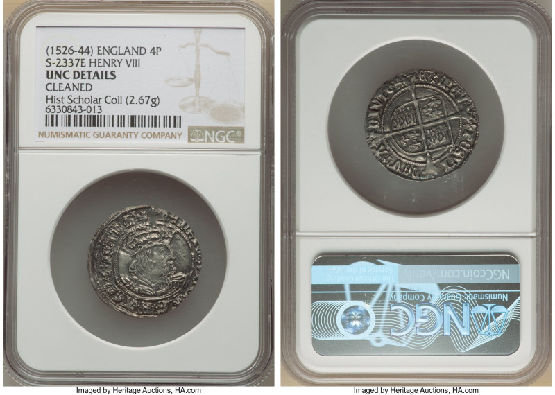 Henry VIII (1509-1547) Groat ND (1526-1544) UNC Details (Cleaned) NGC, London mi...