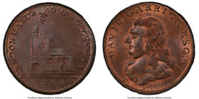 Middlesex. Hendon copper 1/2 Penny Token 1794 MS65 Red and Brown PCGS, D&H-325.HENDON VALUE ONE HALF PENNY 1794 Church / DAVID GARRICK ESQ. R. bust le...