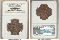 Middlesex. Pidcock's copper 1/2 Penny Token ND (1790's) MS65 Brown NGC, D&H-414. Edge: Plain. PIDCOCKs EXHIBITION Lion reclining left with shield or p...