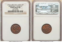 Middlesex. Spence's copper Farthing (1/4 Penny) Token 1794 MS62 Red and Brown NGC, D&H-1078. Edge: Plain. A STATE PRISONER IN 1794 T SPENCE bust left ...