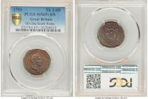 Wales. South Wales copper Farthing Token 1793 MS65+ Brown PCGS, D&H-26a. SOUTH WALES FARTHING head right / PRO BONO PUBLICO arms with branches below. ...