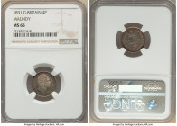 William IV 4 Pence 1831 MS65 NGC, KM711, S-3841. Tied for NGC's "top pop." 

HID09801242017

© 2022 Heritage Auctions | All Rights Reserved
