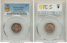Victoria 6 Pence 1887 MS65 PCGS, KM760, S-3929. Value on the reverse variety. 

HID09801242017

© 2022 Heritage Auctions | All Rights Reserved