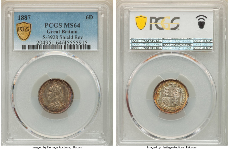 Victoria 6 Pence 1887 MS64 PCGS, KM759, S-3928. Shield reverse. 

HID09801242017...