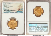Victoria gold Sovereign 1845 AU50 NGC, KM736.1, S-3852. E/E in DEI. Recovered from the Douro shipwreck, which sank in a collision off the coast of Spa...