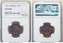 Elizabeth II Proof 1/2 Penny 1953 PR65 Brown NGC, KM882, S-4155. Flares of magenta and lapis toning. 

HID09801242017

© 2022 Heritage Auctions | All ...
