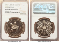 Elizabeth II Pair of Certified Assorted Issues 1953 NGC, 1) "Coronation" Crown - PR65 Ultra Cameo, KM894 2) 1/2 Crown - PR64 Cameo, KM893, S-4137A. Ex...