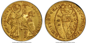 Chios. Anonymous gold Imitative Zecchino ND (1343-1354) UNC Details (Damage) PCGS, Fr-2a. 3.22gm. Imitating a gold Ducat of Andrea Dandolo. 

HID09801...
