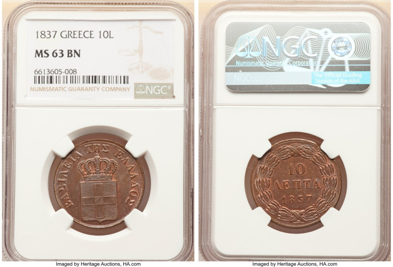 Othon 10 Lepta 1837 MS63 Brown NGC, Athens mint, KM17. 

HID09801242017

© 2022 ...