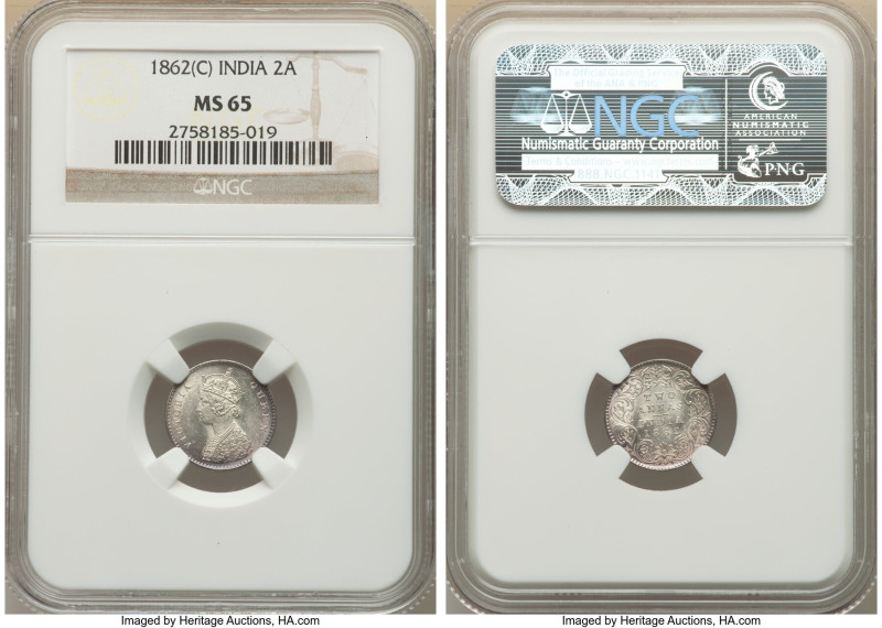 British India. Victoria 2 Annas 1862-(c) MS65 NGC, Calcutta mint, KM469. 

HID09...