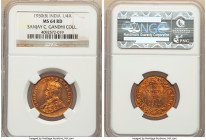 British India. George V 5-Piece Lot of Certified 1/4 Annas, 1) 1/4 Anna 1930-(b) - MS64 Red NGC, Bombay mint 2) 1/4 Anna 1934-(c) - MS65 Brown NGC, Ca...