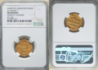 Umayyad. temp. al-Walid I (AH 86-96 / AD 705-716) gold Dinar AH 89 (AD 707/708) AU Details (Graffiti Cleaned) NGC, No mint (likely Damascus), A-127. 4...