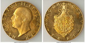Umberto II gilt Medal 1946 UNC (Mount Removed), 49.7mm. 35.37gm. Edge: reeded. HVMBERTVS II ITALIAE REX, his bust facing left. ANNO D M MCMXLVI with t...